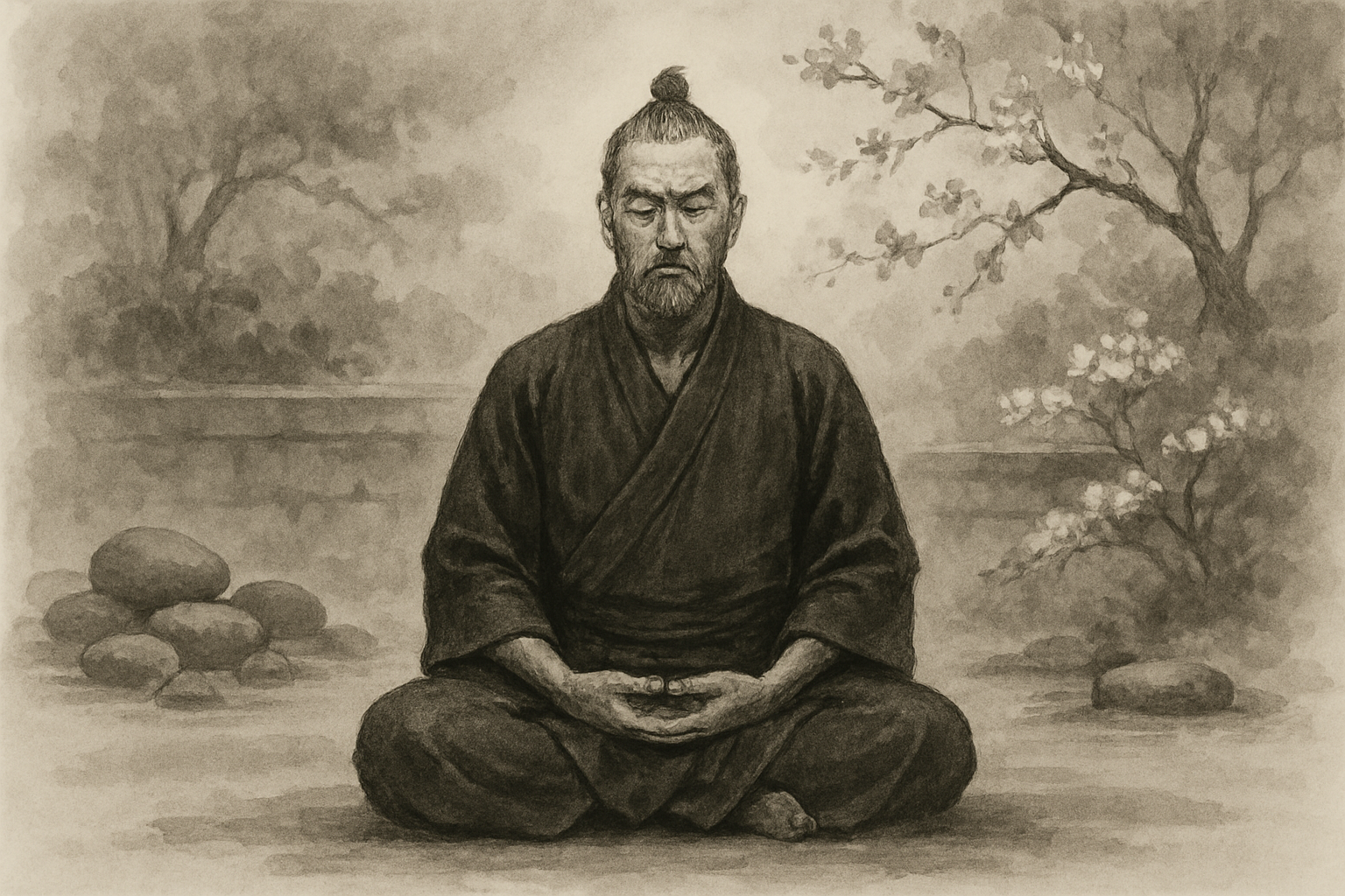 Samurai en position de méditation